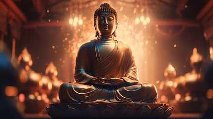 Fototapeta premium banner illustration Fantasy Buddha sitting