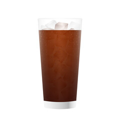 Glass of Cola  Drink with Ice Cubes. Vector Illustration Isolated on White Background. 
