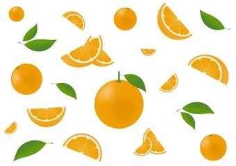 Orange Fruit Seamless Pattern Background. Vector Illustration. 