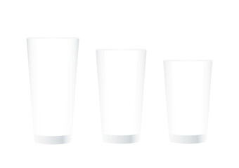 Set Empty Realistic Drinking Glasses Transparent. Vector Illustration Isolated on White Background. 