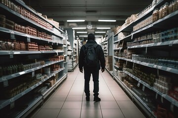 Retail shoplifting concept. Thief, shoplifter. Looters stealing things. Generative AI