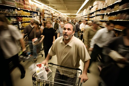 Retail shoplifting concept. Thief, shoplifter. Looters stealing things. Generative AI