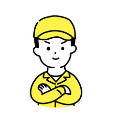 かわいい人物のイラストシリーズ _ 男性の作業員 _ 腕組み　