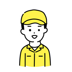 かわいい人物のイラストシリーズ _ 男性の作業員 _ 笑顔　