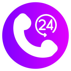 24 hours support gradient icon