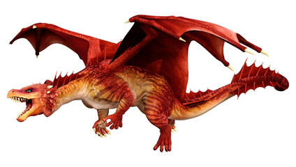 3D Rendering Fairy Tale Dragon on White