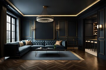 Luxury at its Finest: 3D Render of Modern Dark Home Interior