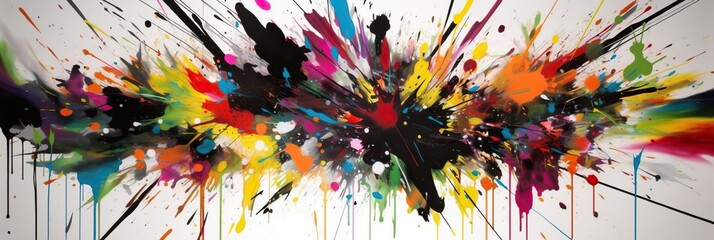 An energetic explosion of paint splatters and drips, resulting in a lively and abstract expression of creativity, concept of Dynamic motion, created with Generative AI technology Generative AI