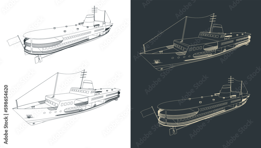 Wall mural Passenger ferry sketches