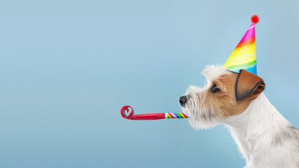 Cute dog celebrating at a birthday party