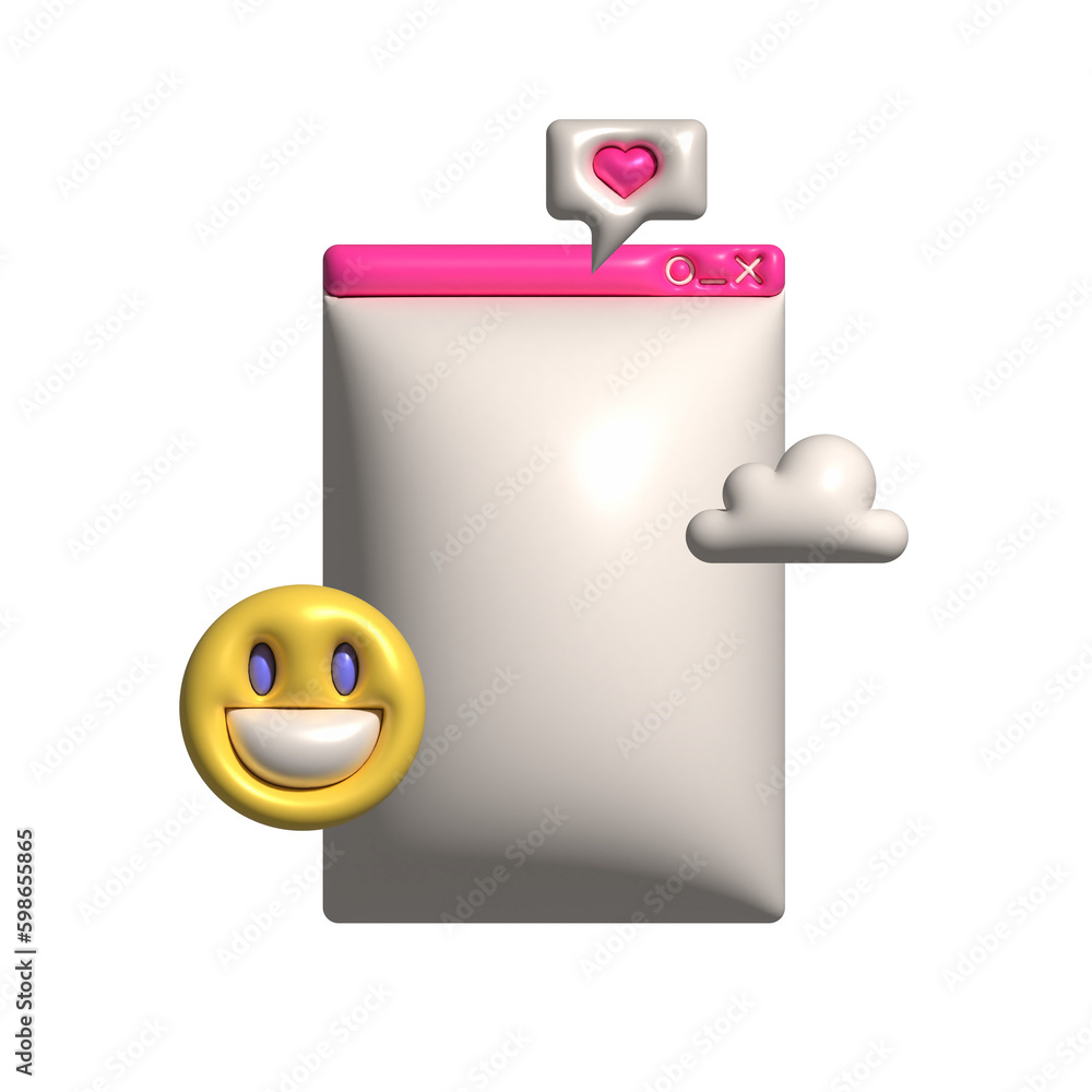 Aufkleber render 3d element for screen of an old retro pc in the y2k style. pink vintage computer interface - 