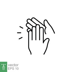 Hands clapping icon. Simple outline style. Clap, bravo, applaud, support concept. Thin line symbol. Vector symbol illustration isolated on white background. EPS 10.