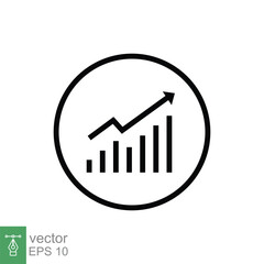 Graph up icon. Simple flat style. Chart arrow up in circle, growth, increase, business concept. Line symbol. Vector symbol illustration isolated on white background. EPS 10.