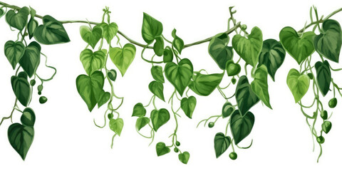 Fototapeta na wymiar Green succulent leaves hanging vines ivy bush climbing