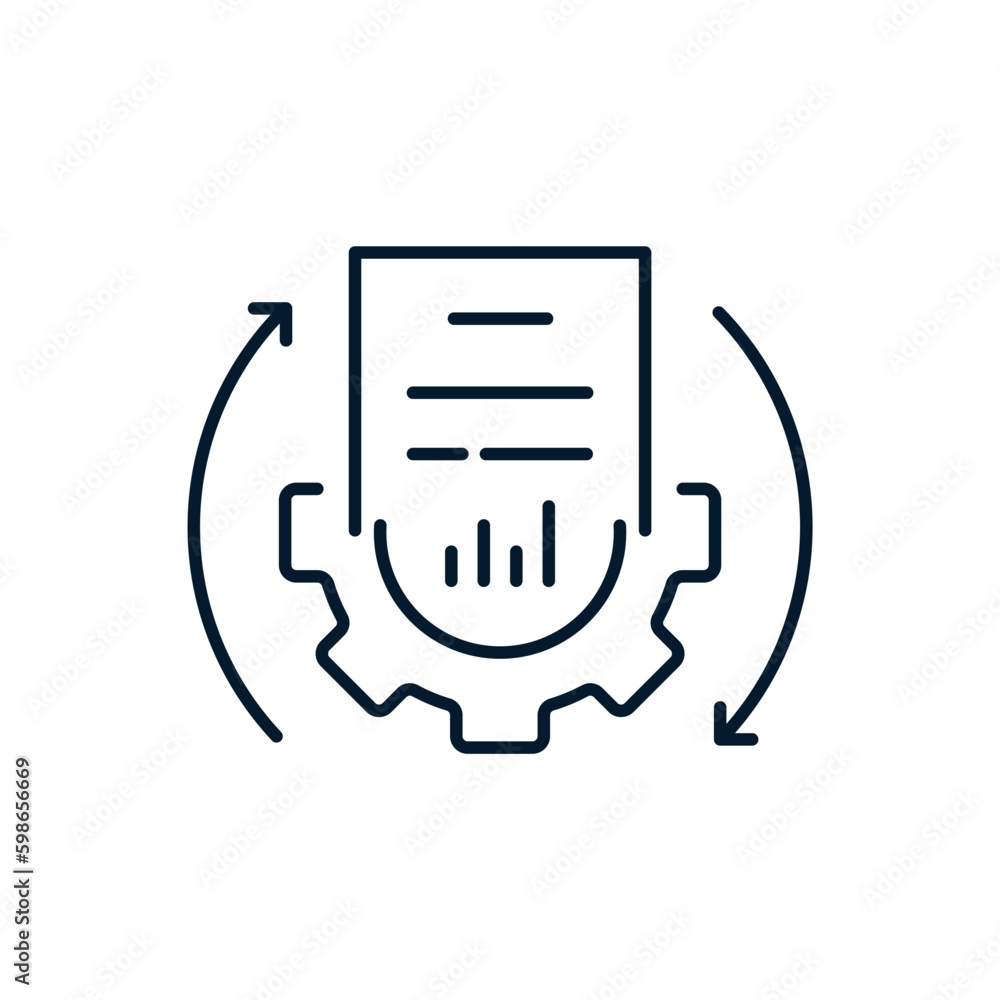 Poster the concept of technical flow of documents, compliance and updating of data. vector icon isolated on