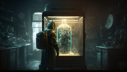 クリーチャー研究室・SF空間アニメ背景,Generative AI