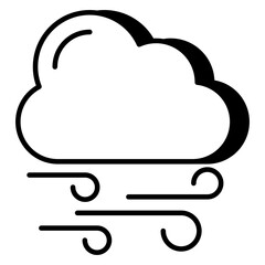 Editable design icon of windy cloud 