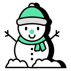 A colored design icon of snowman 