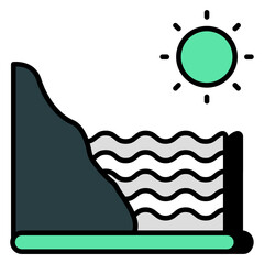 A beautiful design icon of mountain water, flat design vector 