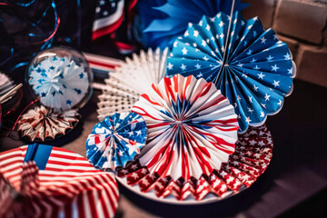 Patriotic 4th of July Memorial Day decor, home design. Generative AI