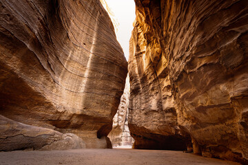 Canyon in the Siq of the ancient city of Petra