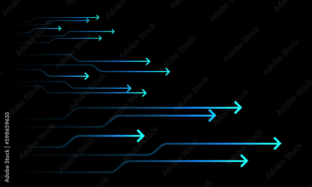 Poster abstract arrow flow technology direction on black design modern futuristic background vector