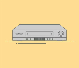 Obraz premium Title: retro vintage vcr vhs betamax dvd cd player minimalist illustration flat vector 90s 80s tech nostalgia movies