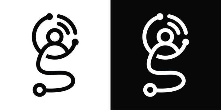 Doctor online virtual services logo design vector icon illustration