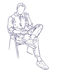 person sitting on chair vector for card illustration decoration 