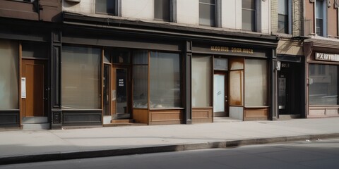 Desolate, empty storefronts, reflecting the economic disparities intensified by gentrification, concept of Urban decay, created with Generative AI technology Generative AI