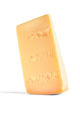 Piece of parmesan cheese isolated on white background
