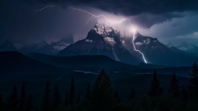Ein Naturschauspiel der Sonderklasse. Das Bild zeigt einen wunderschönen Blitz im verschneiten  Hochgebirge. Die Aufnahmen sind aus der Nacht.