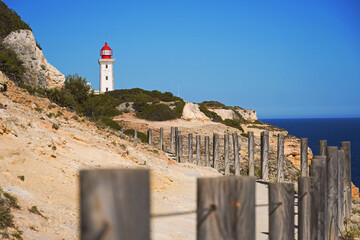 Portugal Algarve Seven Hanging Valleys trail, lighthouse Farol de Alfanzina near Benagil