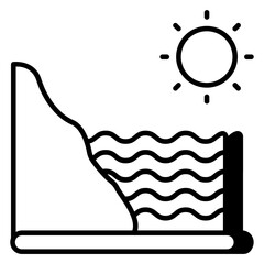 A beautiful design icon of mountain water, linear design vector 