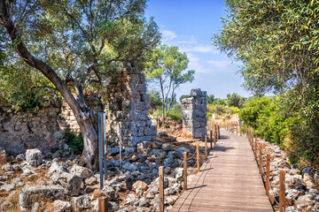 Ruins of ancient city on Cleopatra island, Sedir island, Aegean sea, Marmaris, Turkey