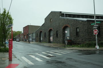 Red Hook street scene on a rainy day, Brooklyn, New York