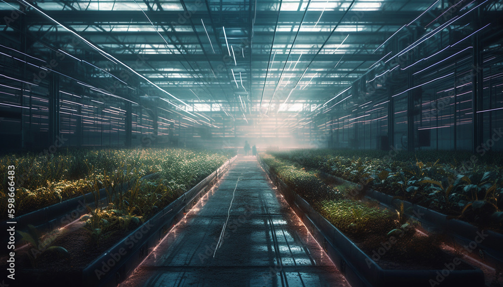 Poster futuristic factory built structure with modern equipment generated by ai