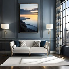 modern living room with a painting
