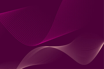 Abstract 3d waves on dark pink background. Digital pink gradient line waves with dynamic effect. Futuristic vector background for website, banner, technology, marketing, wallpaper.
