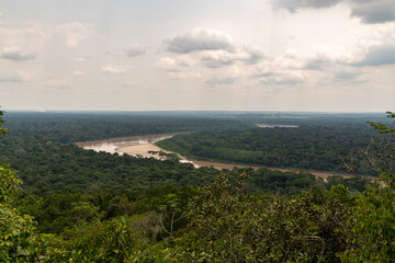 Views of the river in the Colombian Amazon area from the hill