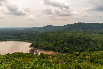 Views of the river in the Colombian Amazon area from the hill