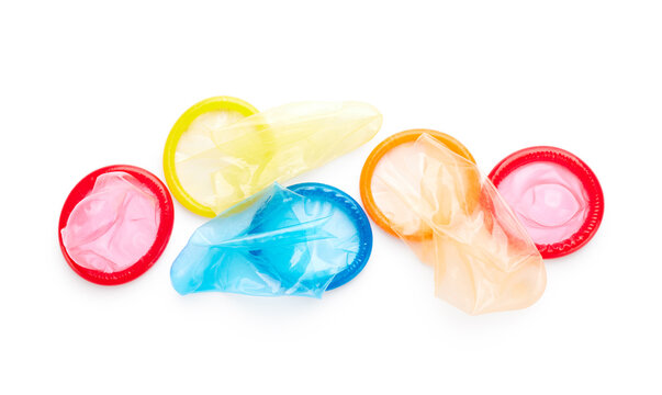 Condoms isolated on white background