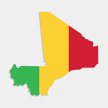 recommend clip art: mali map with flag on gray background