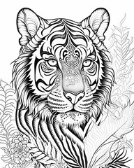 Fototapeta na wymiar Tiger coloring page