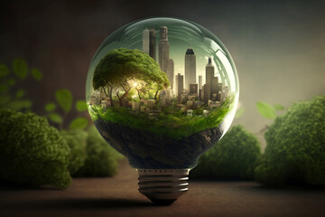 lamp symbolizing the concept of ecological alternative electricity. generated by AI