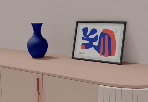 Photo Frame on Shelf Mockup