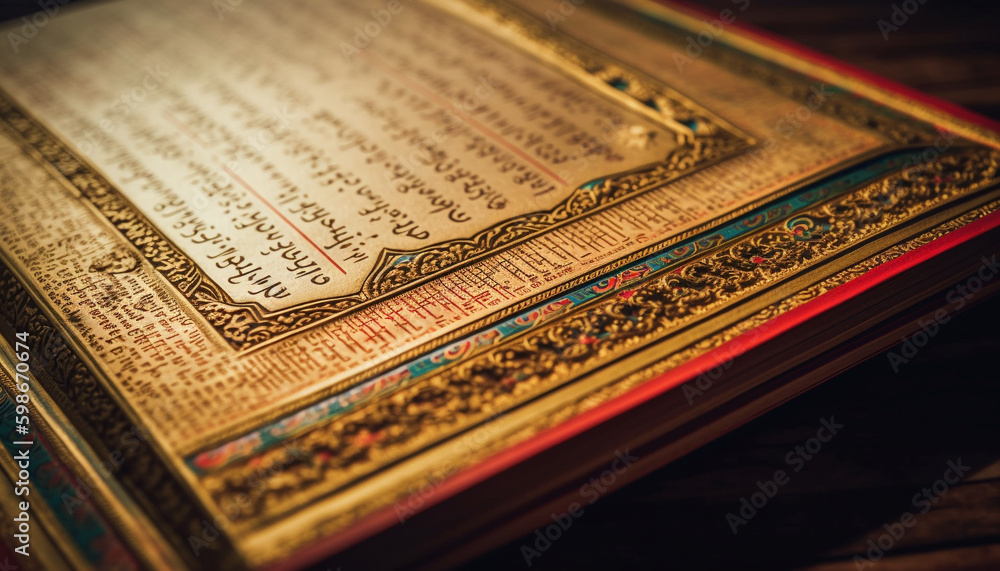 Poster religious text reading, wisdom in ancient script generated by ai