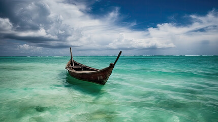 Fototapeta na wymiar a tropical island with turquoise sea water like zanzibar. Generative AI