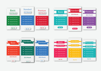Price table concept in realistic subscription plans table design