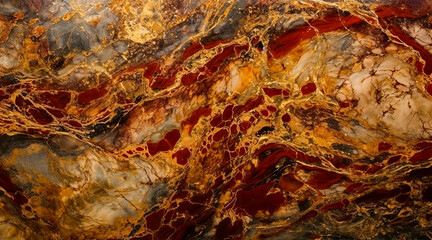 Marble pattern background material with a luxurious atmosphere of red, black and gold. Generative AI